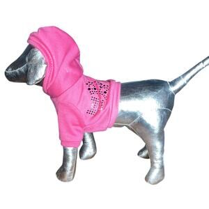 Victorias Secret PINK Plush Dog 10" Sweatshirt Carmine Rose Bling Silver